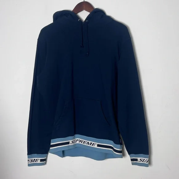 Supreme Striped Rib Hooded Sweatshirt Size Medium - Picture 1 of 6